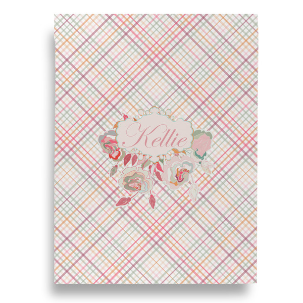 Modern Plaid & Floral Garden Flags - Large - Double Sided - FRONT