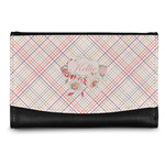 Modern Plaid & Floral Genuine Leather Women's Wallet - Small (Personalized)