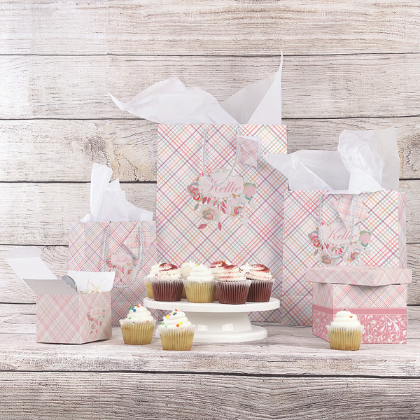 Modern Plaid & Floral Gift Bags - In Context