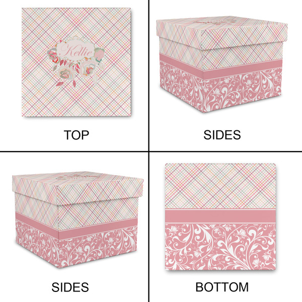 Modern Plaid & Floral Gift Boxes with Lid - Canvas Wrapped - Large - Approval