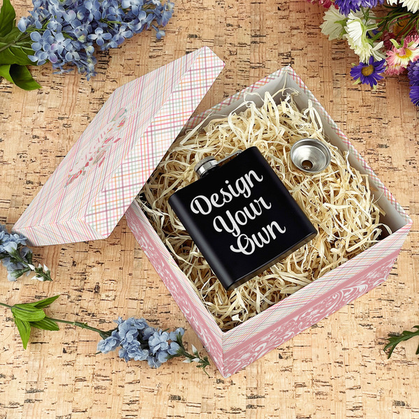 Modern Plaid & Floral Gift Boxes with Lid - Canvas Wrapped - Large - In Context