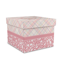 Modern Plaid & Floral Gift Box with Lid - Canvas Wrapped - Medium (Personalized)