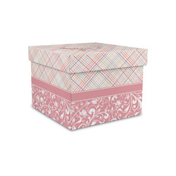Modern Plaid & Floral Gift Box with Lid - Canvas Wrapped - Small (Personalized)