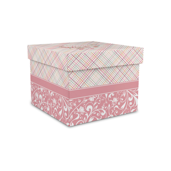Modern Plaid & Floral Gift Boxes with Lid - Canvas Wrapped - Small - Front/Main