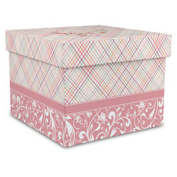 Modern Plaid & Floral Gift Box with Lid - Canvas Wrapped - XX-Large (Personalized)