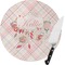 Modern Plaid & Floral Round Glass Cutting Board (Personalized)