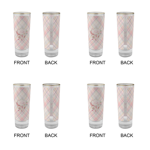 Modern Plaid & Floral Glass Shot Glass - 2 oz - Set of 4 - APPROVAL