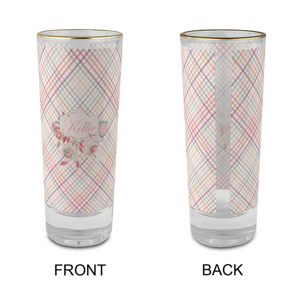 Modern Plaid & Floral Glass Shot Glass - 2 oz - Single - APPROVAL