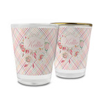 Modern Plaid & Floral Glass Shot Glass - 1.5 oz (Personalized)