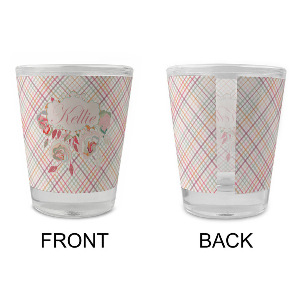 Modern Plaid & Floral Glass Shot Glass - Standard - APPROVAL