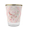 Modern Plaid & Floral Glass Shot Glass - With gold rim - FRONT