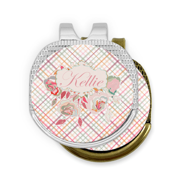 Modern Plaid & Floral Golf Ball Marker Hat Clip - PARENT/MAIN