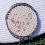 Modern Plaid & Floral Golf Ball Marker - Hat Clip