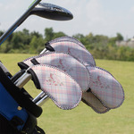 Modern Plaid & Floral Golf Club Iron Cover - Set of 9 (Personalized)
