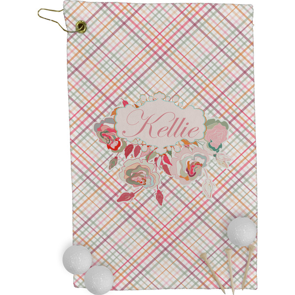 Modern Plaid & Floral Golf Towel (Personalized)