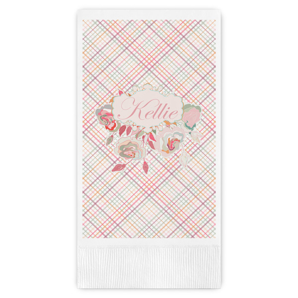 Custom Modern Plaid & Floral Guest Towels - Full Color (Personalized)
