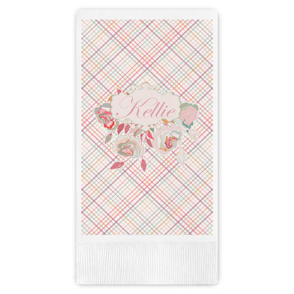 Custom Modern Plaid & Floral Guest Paper Towels - Full Color (Personalized)