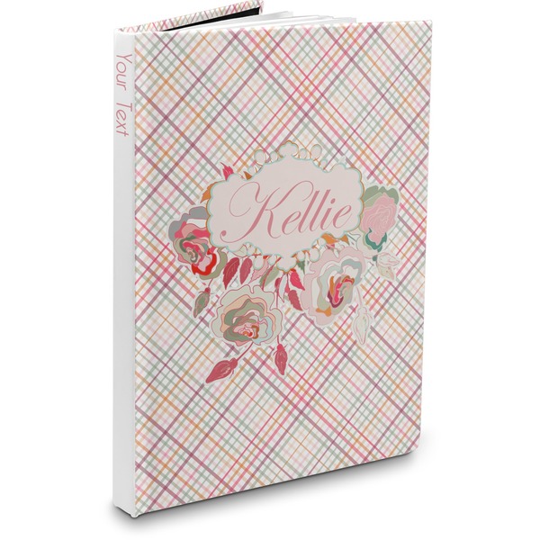 Custom Modern Plaid & Floral Hardbound Journal - 7.25" x 10" (Personalized)