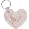 Modern Plaid & Floral Heart Plastic Keychain w/ Name or Text