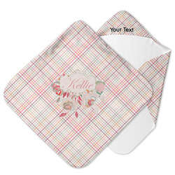 Modern Plaid & Floral Hooded Baby Towel (Personalized)