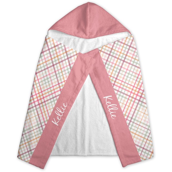 Modern Plaid & Floral Hooded Towel - Folded