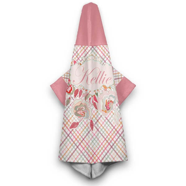 Modern Plaid & Floral Hooded Towel - Hanging