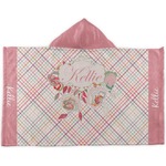 Modern Plaid & Floral Kids Hooded Towel (Personalized)