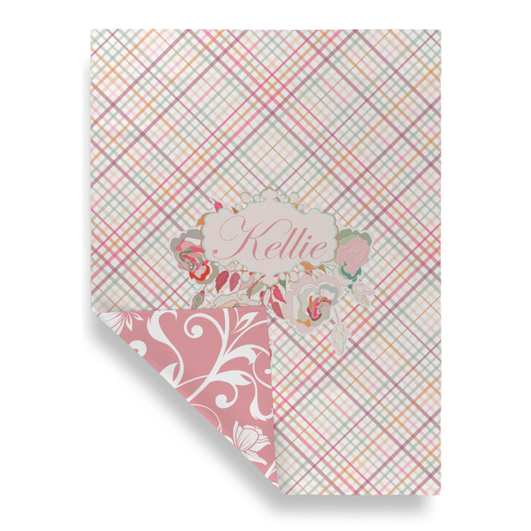 Modern Plaid & Floral House Flags - Double Sided - FRONT FOLDED