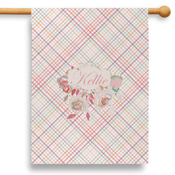 Modern Plaid & Floral 28" House Flag (Personalized)