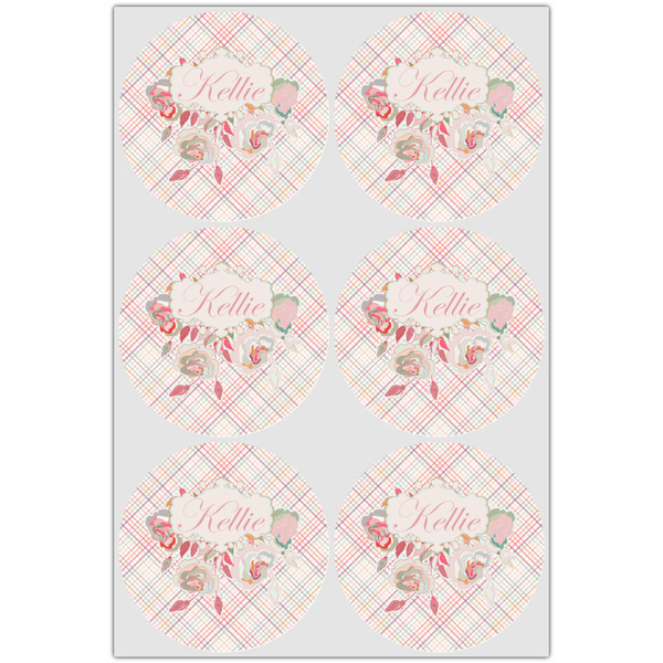 Modern Plaid & Floral Icing Circle - Large - Set of 6