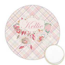 Modern Plaid & Floral Printed Cookie Topper - Round (Personalized)