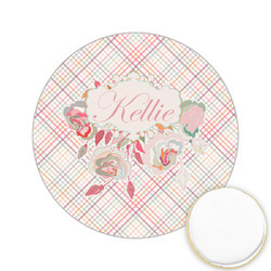 Modern Plaid & Floral Printed Cookie Topper - 2.15" (Personalized)