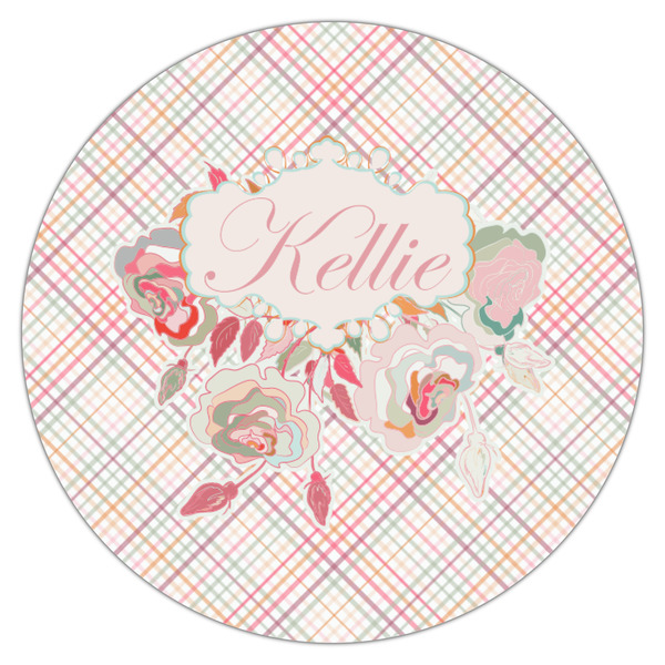 Modern Plaid & Floral Icing Circle - Small - Single