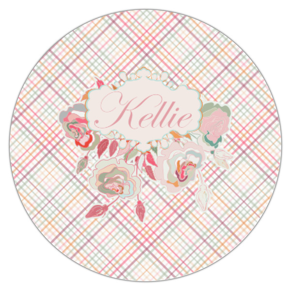 Modern Plaid & Floral Icing Circle - XSmall - Single
