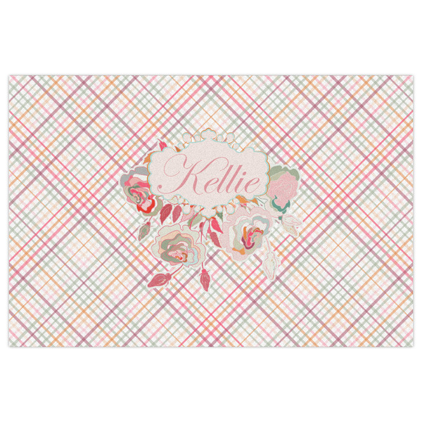 Modern Plaid & Floral Indoor / Outdoor Rug - 2'x3' - Front Flat