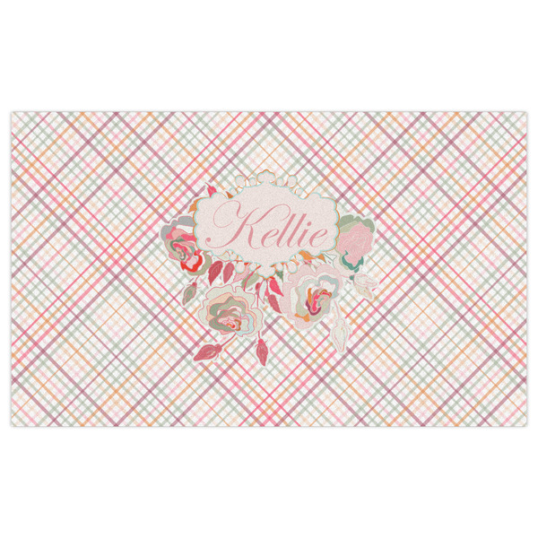 Modern Plaid & Floral Indoor / Outdoor Rug - 3'x5' - Front Flat