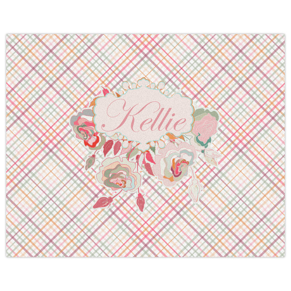 Modern Plaid & Floral Indoor / Outdoor Rug - 8'x10' - Front Flat