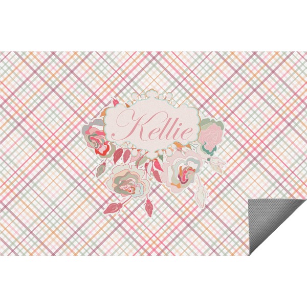 Custom Modern Plaid & Floral Indoor / Outdoor Rug (Personalized)