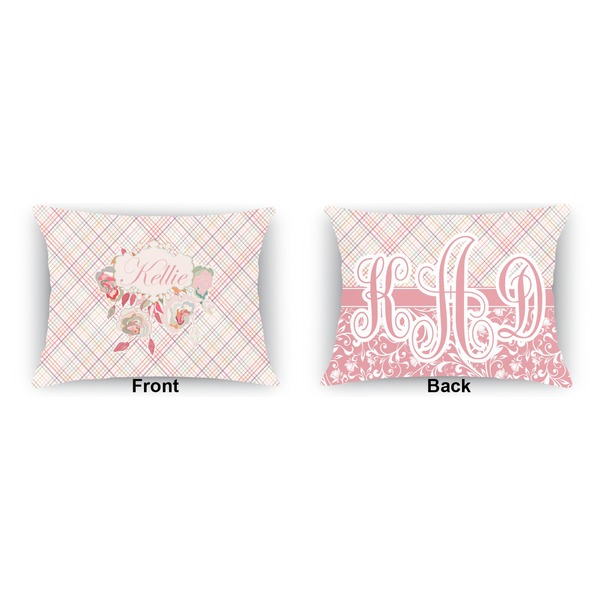 Modern Plaid & Floral  Indoor Rectangular Burlap Pillow (Front and Back)