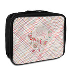 Modern Plaid & Floral Insulated Lunch Bag (Personalized)