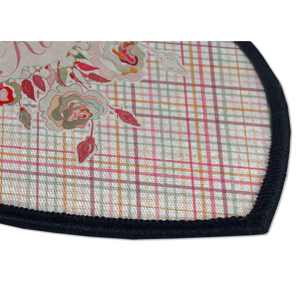 Modern Plaid & Floral Iron on Shield 3 Detail