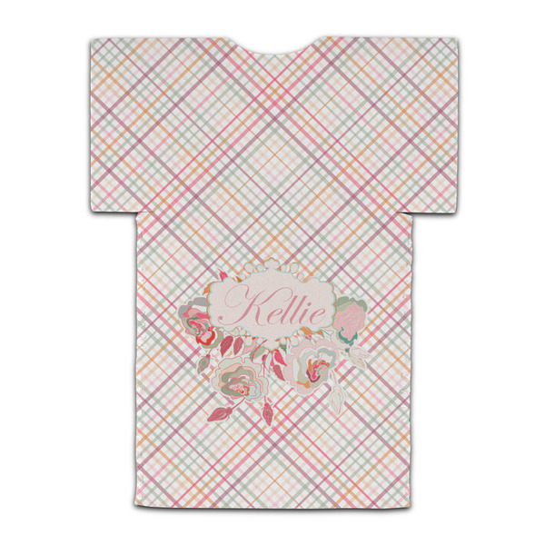 Modern Plaid & Floral Jersey Bottle Cooler - BACK (flat)