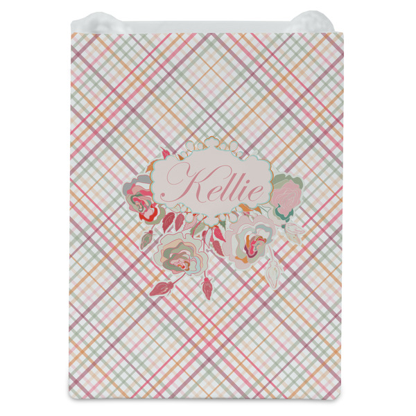 Modern Plaid & Floral Jewelry Gift Bag - Matte - Front