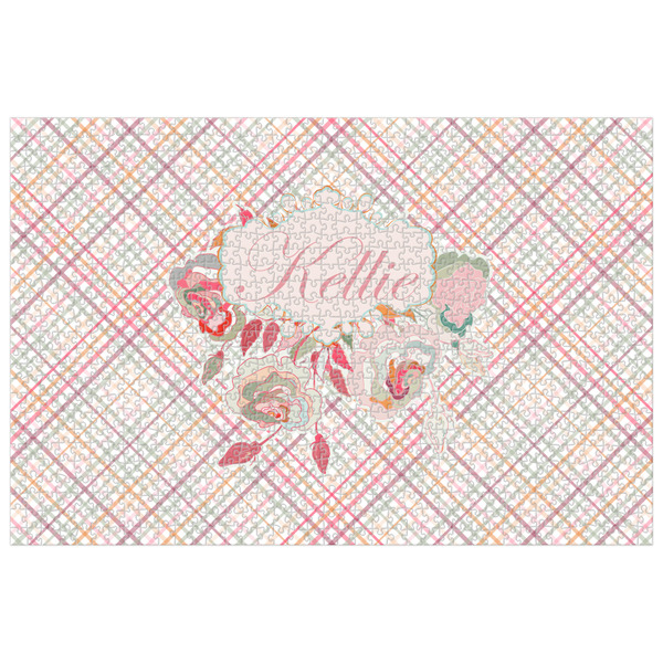 Custom Modern Plaid & Floral 1014 pc Jigsaw Puzzle (Personalized)
