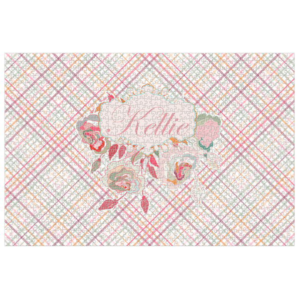 Custom Modern Plaid & Floral Jigsaw Puzzle - 1000-piece (Personalized)