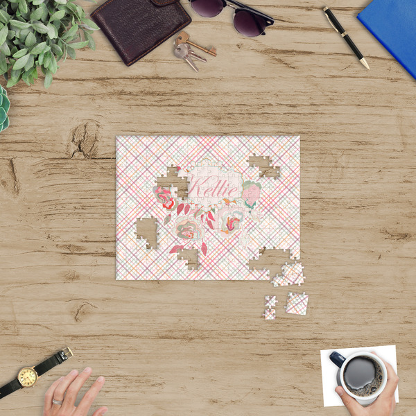 Modern Plaid & Floral Jigsaw Puzzle 252 Piece - In Context