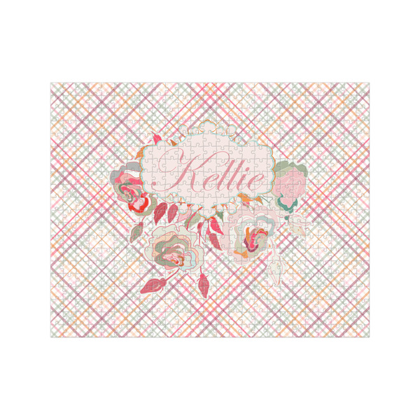 Custom Modern Plaid & Floral 500 pc Jigsaw Puzzle (Personalized)
