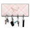 Modern Plaid & Floral Key Hanger w/ 4 Hooks w/ Name or Text