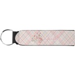 Modern Plaid & Floral Neoprene Keychain Fob (Personalized)