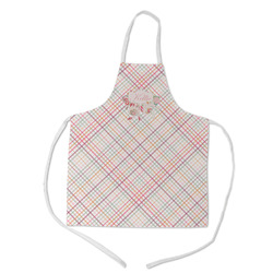 Modern Plaid & Floral Kid's Apron w/ Name or Text